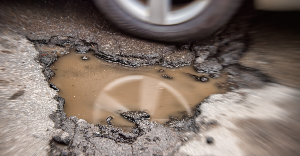 Driving near pothole